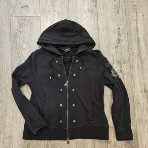 Not FOR SALE!!! BCBGMaxAzria Grunge Goth Rhinestone Bead Embellished Hoodie XL